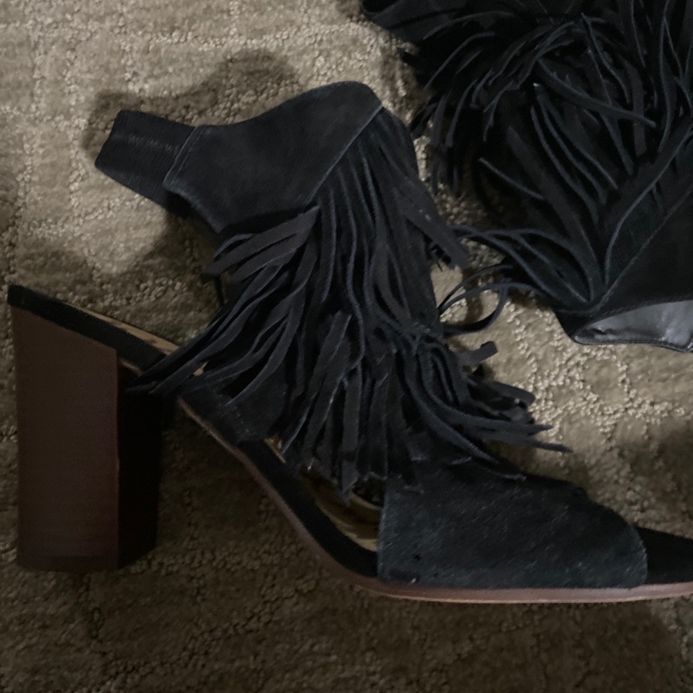 Sam Edelman Elaine Leather Sandal Black Suede 8 M - Picture 2 of 7